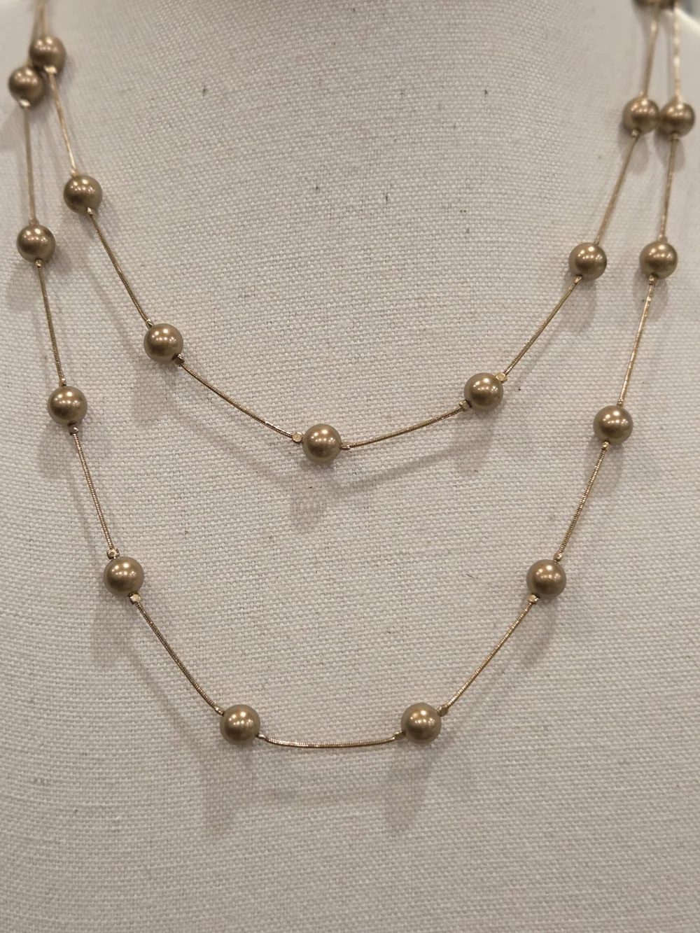 Monet Gold-Tone Double Strand Beaded Necklace - 42
